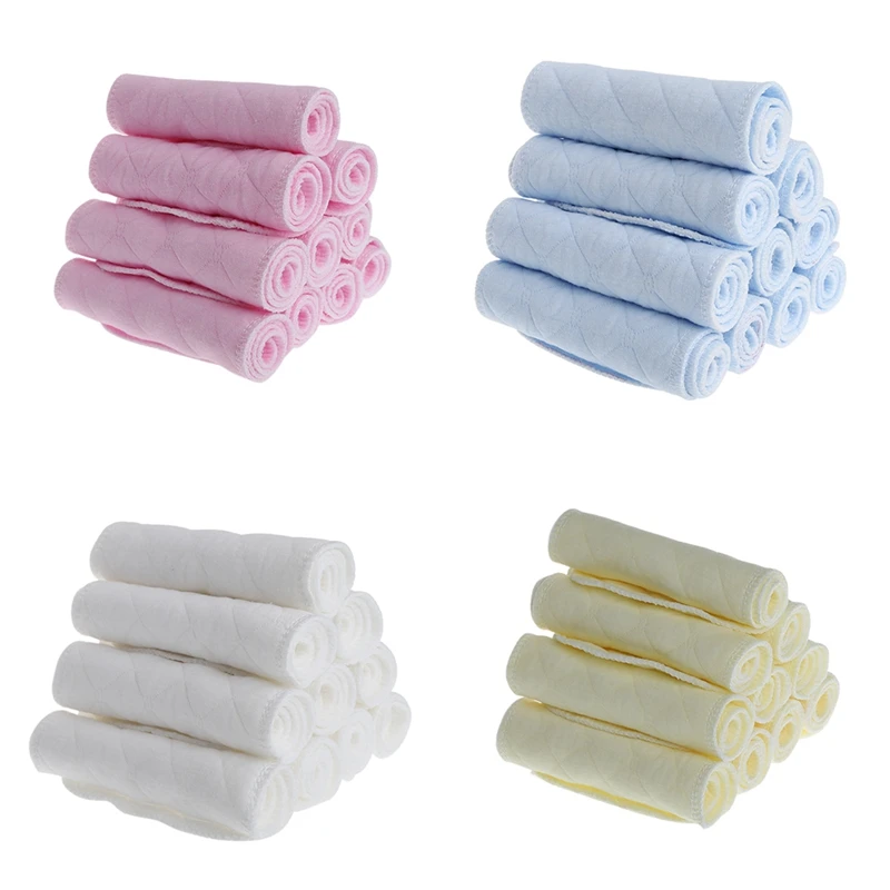 

New 10Pcs Reusable Baby Cotton Blend Cloth Diaper Newborn Soft Nappy Insert 3 Layers