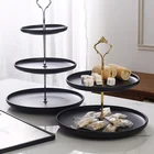 Керамическая двухслойная тарелка для сушеных фруктов, черного цвета, в скандинавском стиле, домашняя трехслойная стойка для послеобеденного торта, закуска к чаю