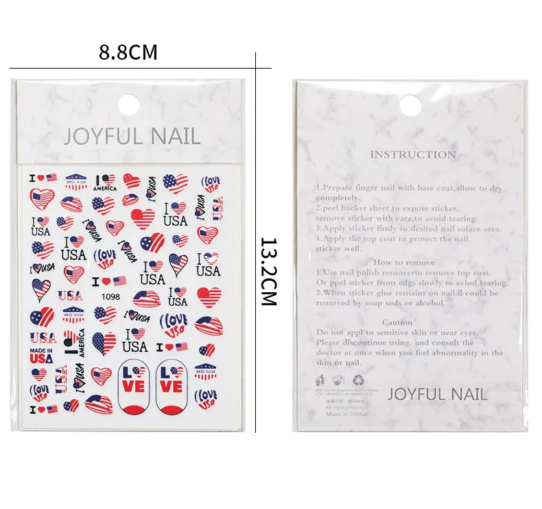

Nail Art Sticker Flag United States Independence Day DIY National Day Letter Element Waterproof Red Blue Nail Art DecorationsHot