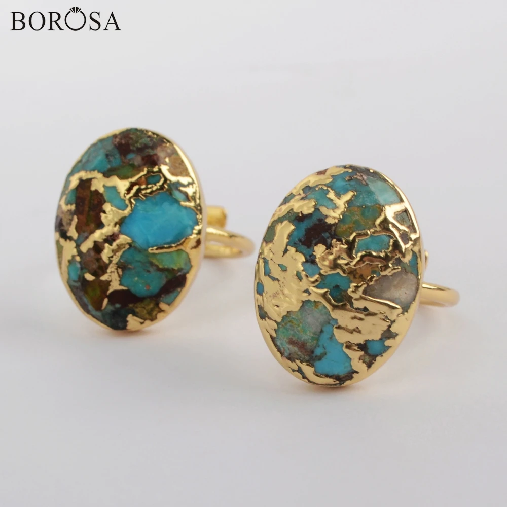BOROSA 5/10 шт в упаковке новая Медь кольцо из бирюзы Золотое для женщин Высокое