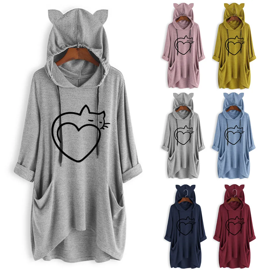 Женская блузка с капюшоном и длинным рукавом размеры до 5XL|Блузки| |