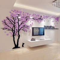 diy large art mirror wall stickers tree living room acrylic wallpaper stickers tv background home decoration mural for kids room