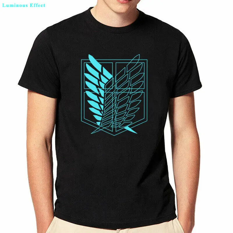

New Luminous TShirt Anime Attack On Titan T-shirt Short Sleeve Tees Shirt Cotton Free Shipping Summer Fashion