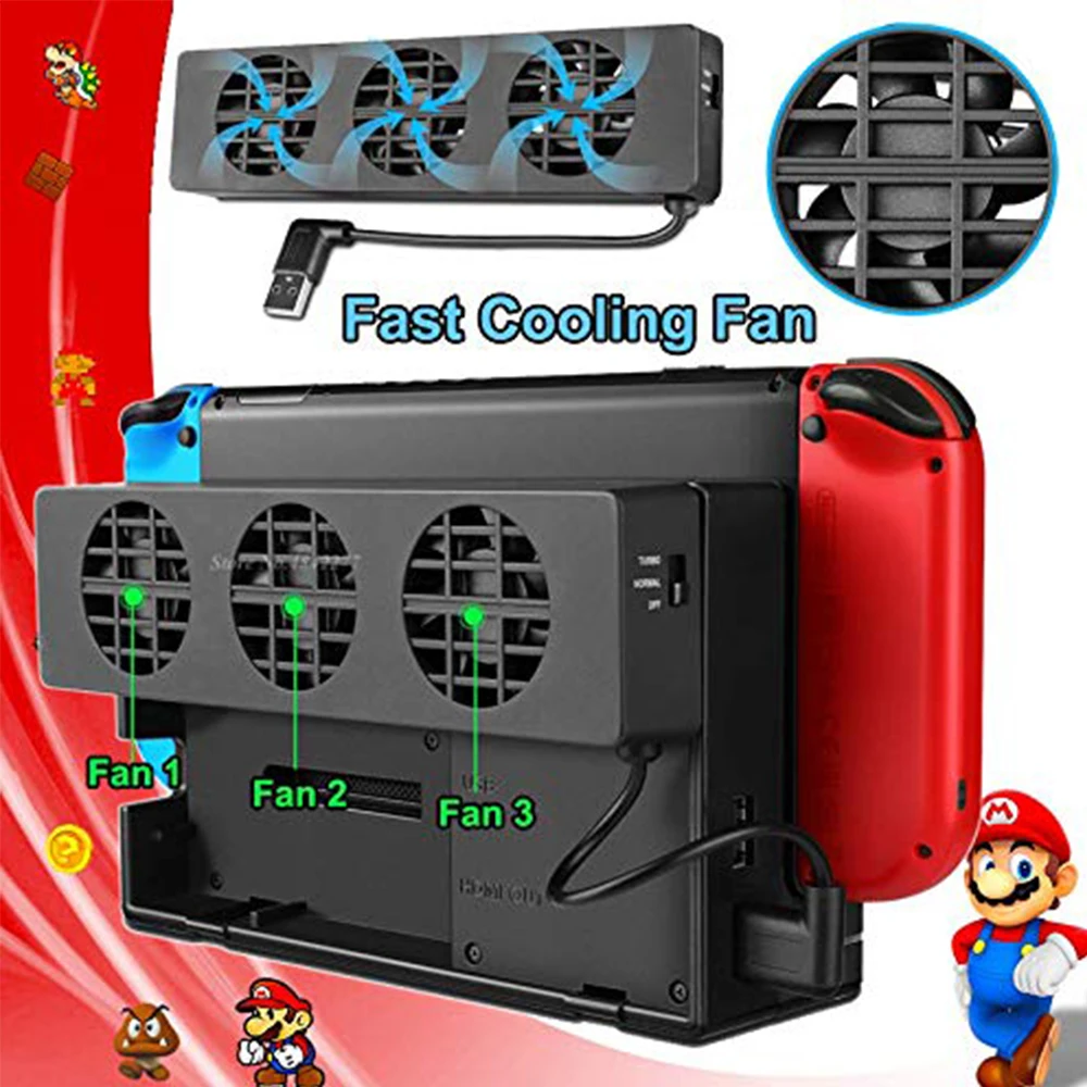 

Cooling Fan for Nintend NS NX for Nintendo Switch NS Original Stand Game Console Dock Cooler with 3-Fan USB Cooling Fan