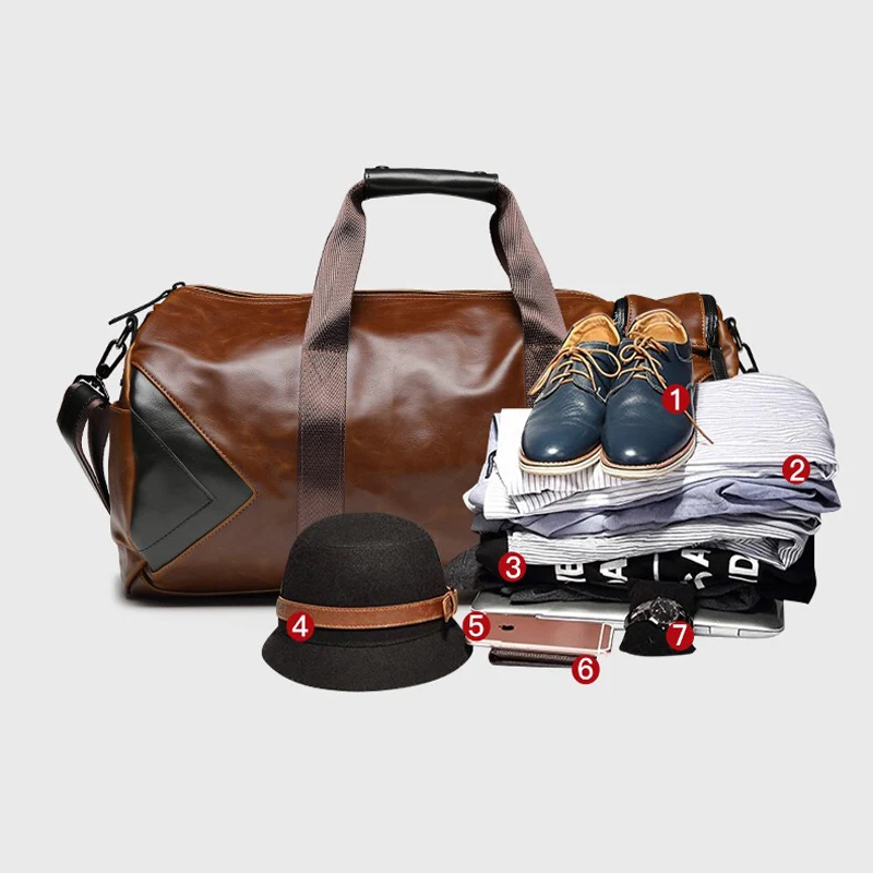 구매 새로운 휴대용 PU 가죽 여행 가방 대용량 단거리 여행 메신저 대형 가방 스포츠 체육관 가방 저렴한 새로운 휴대용 PU 가죽 여행 가방 대용량 단거리 여행 메신저 대형 가방 스포츠 체육관 가방