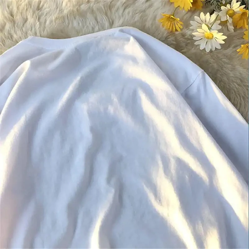 

Summer Korean Fashion Top Tees Women's Loose Plus Size O-Neck personality Embroidery Short Sleeved 3DT shirt Clothes Female Tops