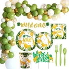 Дикая джунгли одноразовая посуда джунгли товары для дня рождения детский душ 1-й сафари украшения для дня рождения