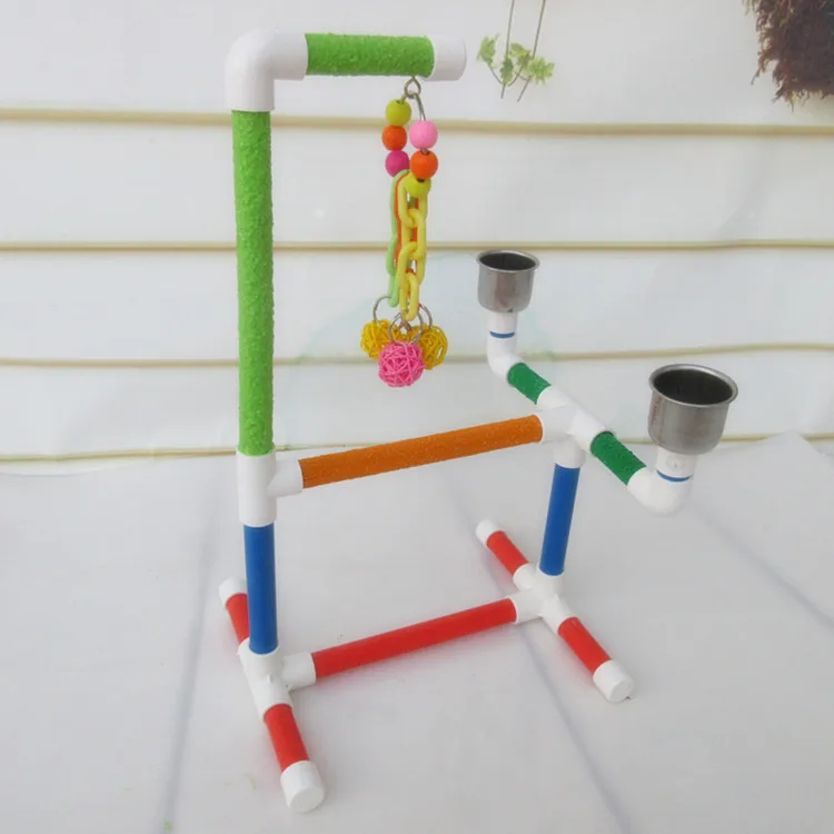 Bird PVC Perch Platform Training Stands Perches Playstand Playgound Standing Toy with feeders for Macaw Cockatoo African Grey | Дом и сад