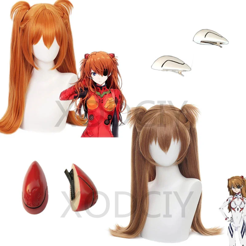 Парик для косплея Asuka Langley Soryu термостойкие искусственные волосы с 2 зажимами