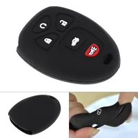 black silicone straight plate car keycase protector holder 5button fit for buick cadillac chevrolet gmc saturn outlook 2007 2014
