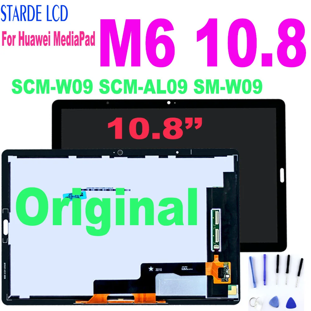 

Novo original tablet lcd para huawei mediapad m6 10.8 lcd SCM-W09 SCM-AL09 SM-W09 display lcd tela de toque digitador assembléia