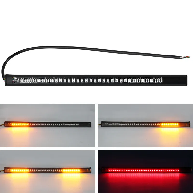 

Universal 48LED 12V Motorcycle Light Bar Strip Tail Turn Signal Light & DRL Amber White Moto Flasher Ring Fork Strip Lamp