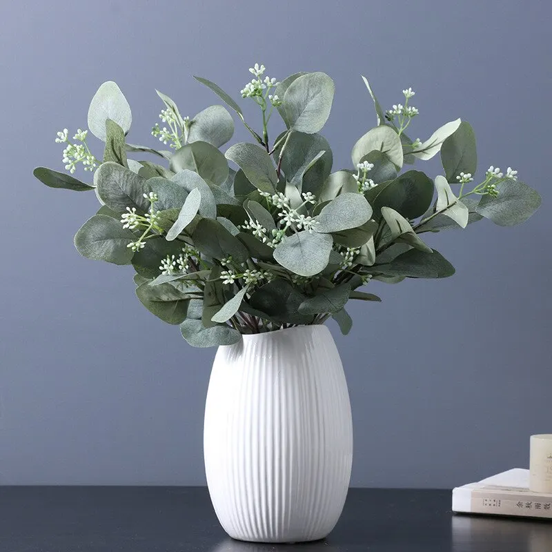 

68CM Artificial Leaves Branches Green Silk Eucalyptus Leaves Floral Bouquets Greenery Decor for Room Decoration Wedding Plants