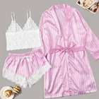 Пижама женская кружевная, 3 шт., с длинным рукавом, 2021