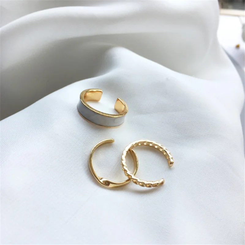 

Fashion All-match Temperament Three-piece Golden Ring Women's Holiday Gift Jewelry Wholesale