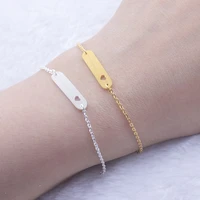 personalized gold small bar hollow love bracelet custom engraved women bracelets wedding gifts charm bracelet womens jewelry