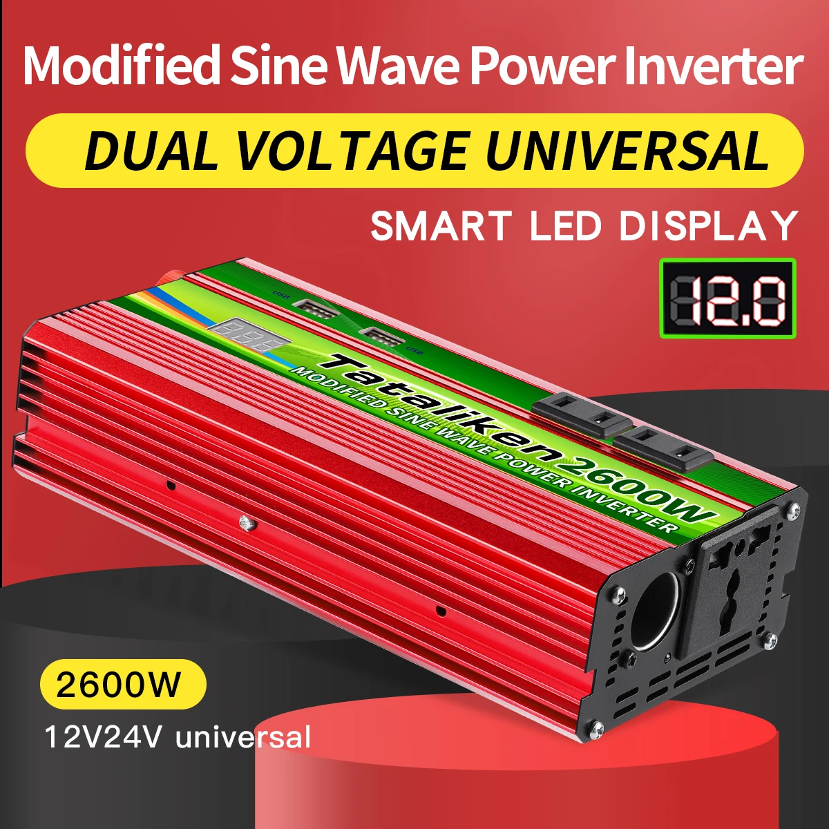 

AC 220v DC 12v24v 1600W 2600W 3000W universal inverter peak power converter portable automatic loader improved international uni