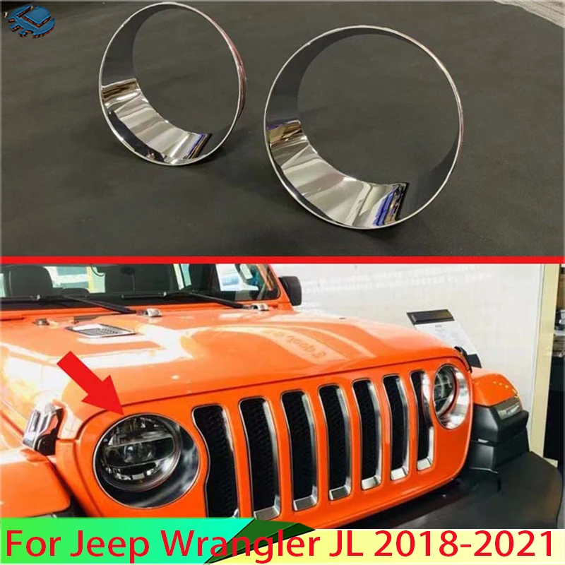 Автомобильные аксессуары для Jeep Wrangler JL 2018-2021 Хромированная передняя фара из