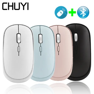 Беспроводная мини-мышь, 2,4G, Bluetooth 4,0, бесшумная, 1600DPI, оптическая, эргономичная, для офиса, для ноутбука