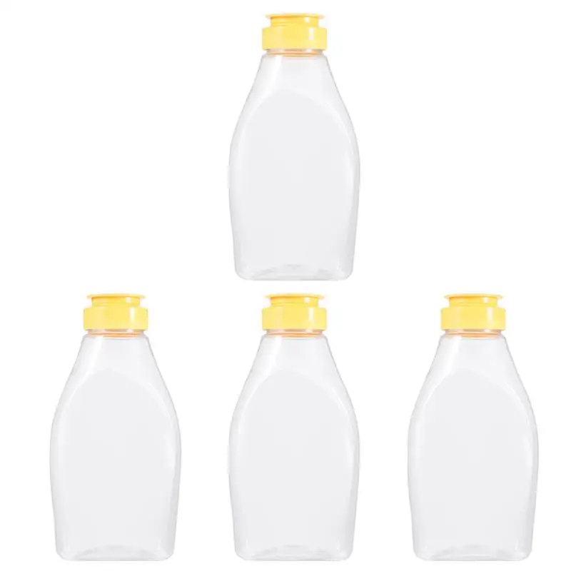4 шт. прозрачная пластиковая бутылка для меда пищевых продуктов банка с крышкой