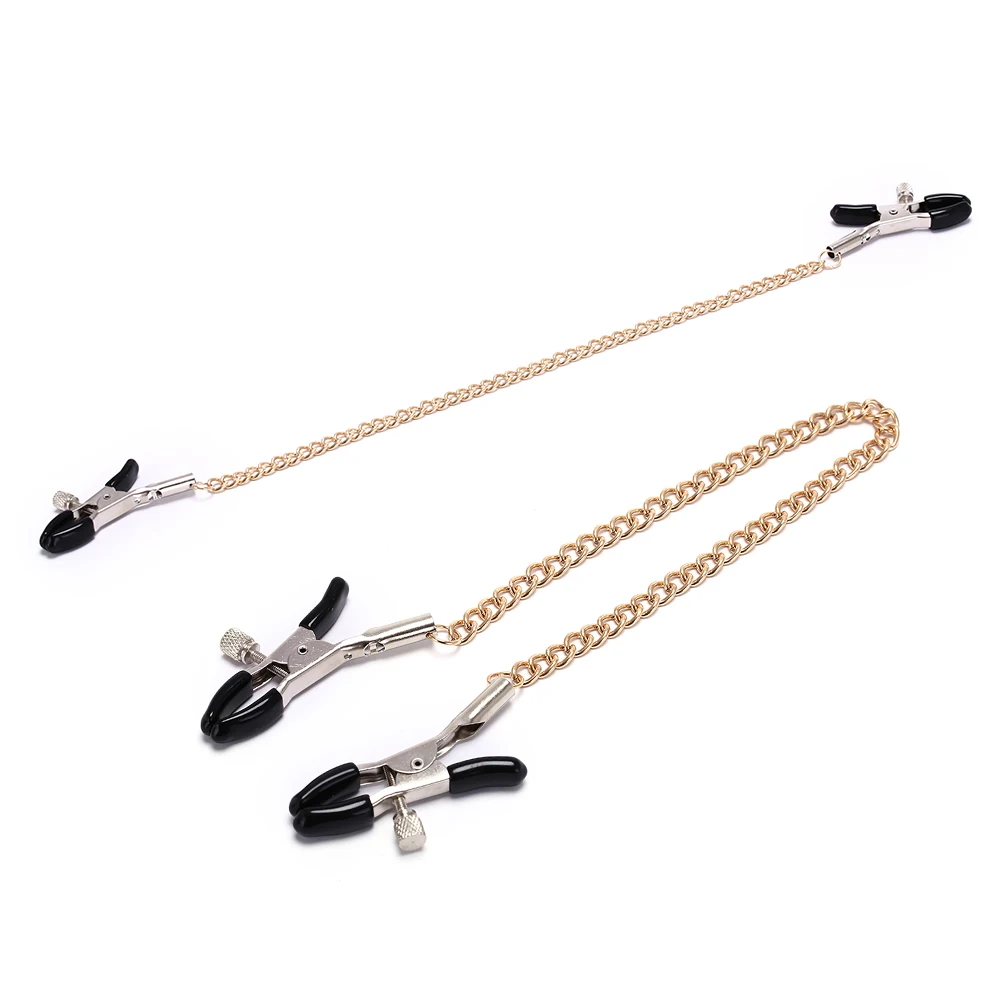 

1Pair For Women Men Long Metal Nipple Clamps With Gold Chain Erotic Nipple Clips Flirt Gags Fun Sex Toy