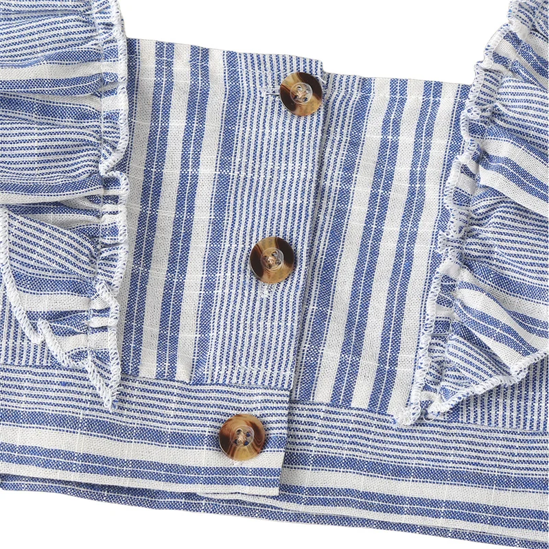 

Toddler Girls 2Pcs Summer Outfits,Sleeveless Ruffle Strap Button Down Crop Tops+Shorts Set,Shorts pants trousers/Striped print