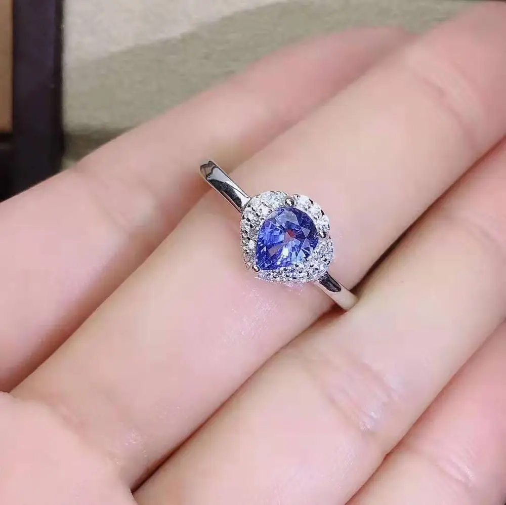 Женское кольцо с натуральным сапфиром Настоящее серебро 925 пробы|Кольца| |