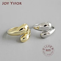 925 sterling silver new gold color rings simple fashion temperament unique design opening female creative light luxury