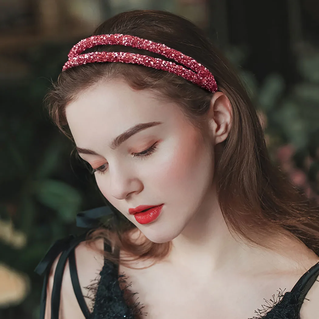 2 шт. обруч для волос в Корейском стиле Женская Блестящая повязка со стразами из