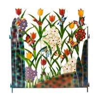 butterfly flower garden screen colorful metal 3 panel dividers home decor curtains bath screen garden decorative stakes
