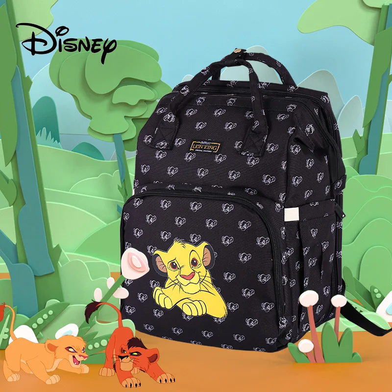 Disney New Backpack Baby Diaper Bags Backpack for Moms Baby Bag Dual Use Bed Bag Storage Bag Waterproof Travel Stroller Backpack