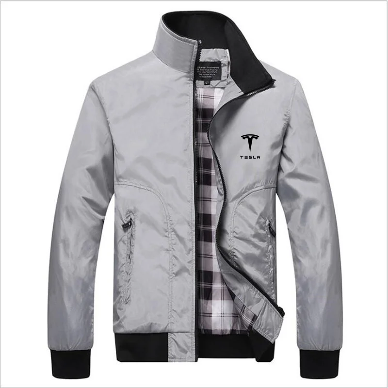 

Tesla men's windbreaker pilot flying male bombing waterproof large size one-piece jacket thin business casual jacket
