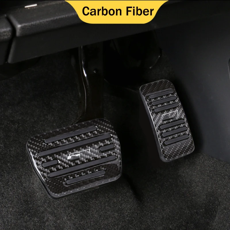 

For Volkswagen TAYRON 2019 Car Accelerator Brake Pedals Protective Cover Real Carbon Fiber Anti Colision Accessories