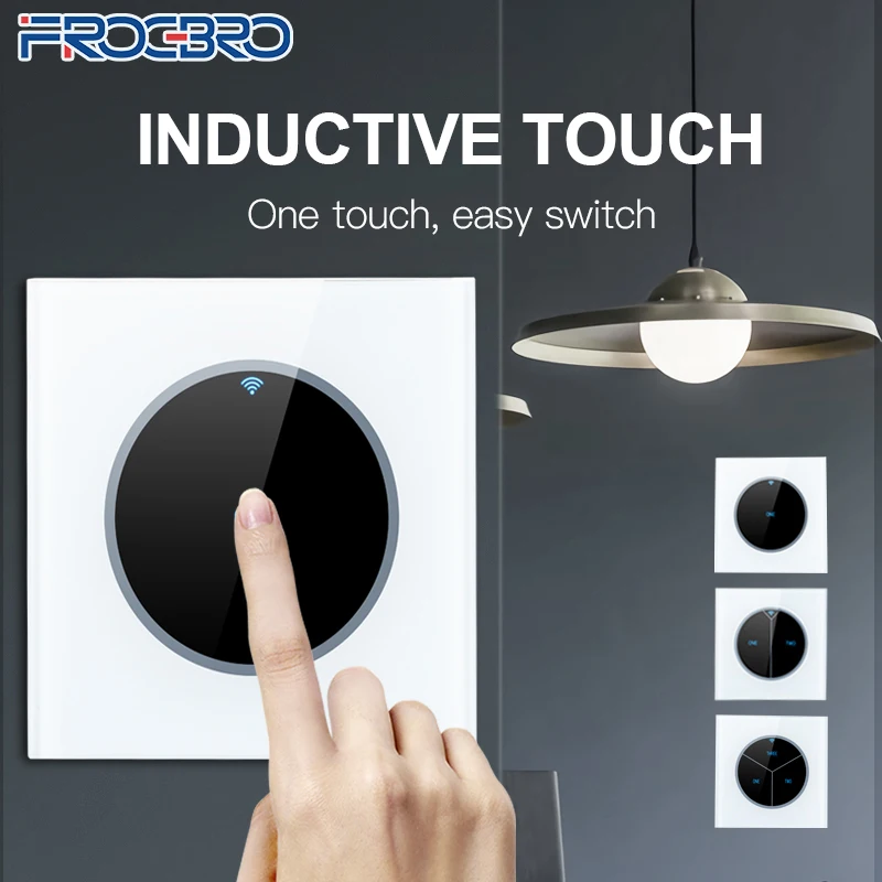 

FROGBRO Tuya 10A EU Wifi Smart Home Control Smart House Light wall Switch Touch Switche Remote Controller Voice Control Wireless