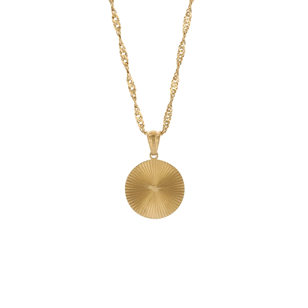 

2021 New Stainless Steel 18k Gold Plated Geometric Texture Circle Square Heart Pendant Necklace