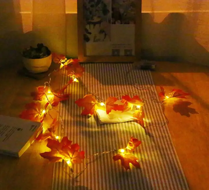 

LED light red maple leaf modeling light Festival room ins decorative light string