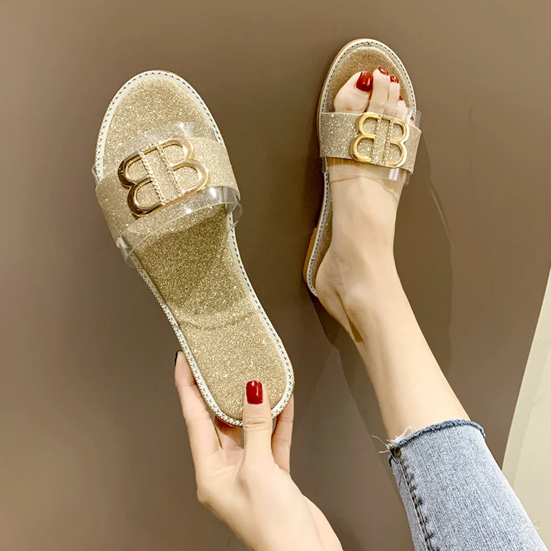 2020 Женские шлепанцы босоножки на плоской подошве повседневная обувь Уличная