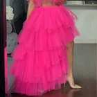 100% реальное фото, женские юбки из фатина, ярко-розовые длинные юбки макси для свадебной вечеринки