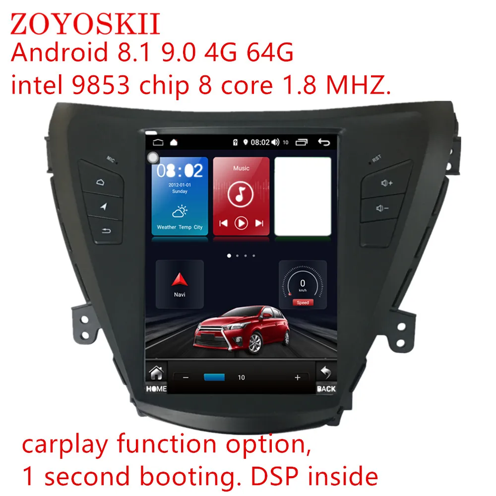 ZOYOSKII Android 9,0 10,4 дюймов vetical экран автомобильный gps Мультимедиа Радио bluetooth навигационный плеер для hyundai ELANTRA 2012