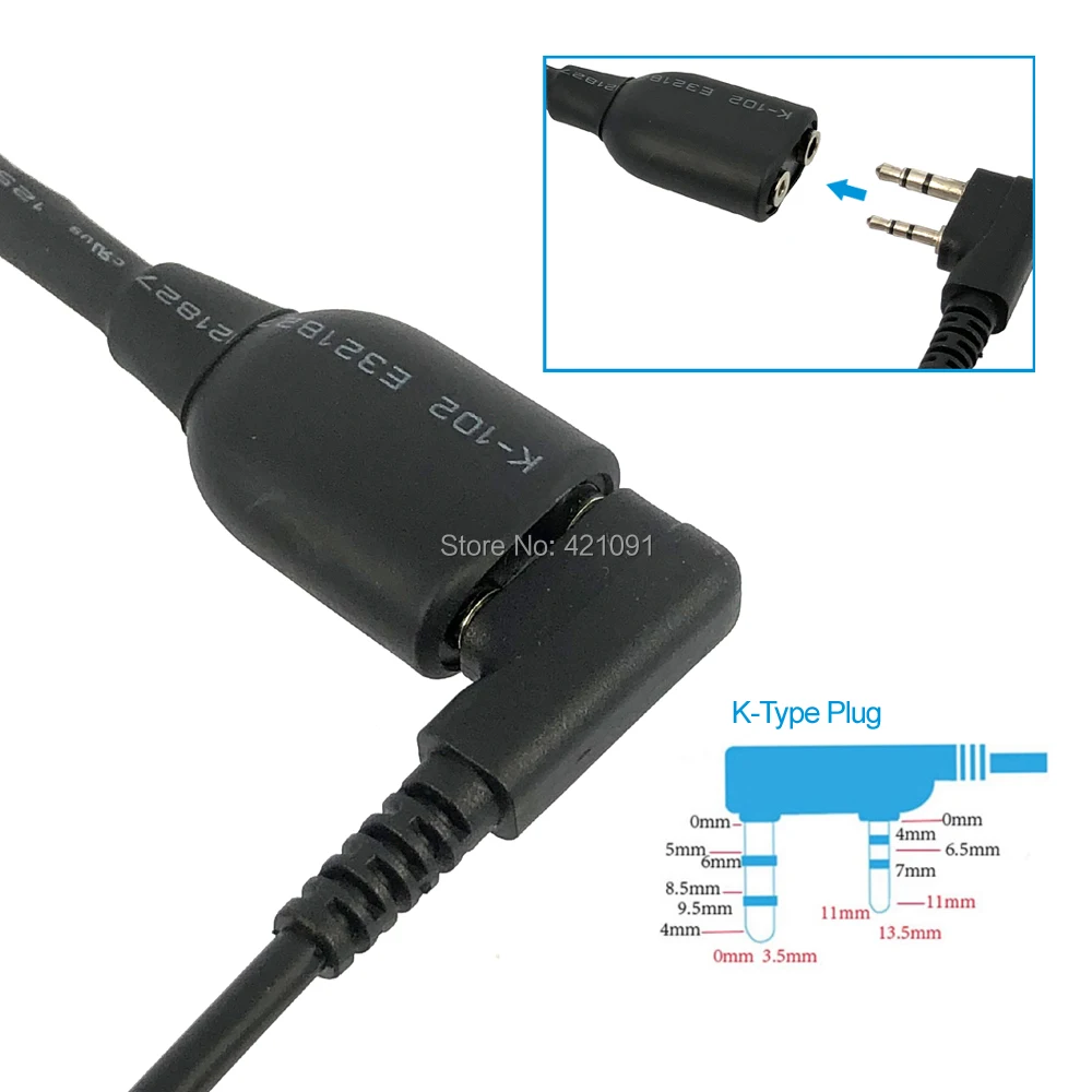 Radio Baofeng UV-9R Plus Talkie-Walkie Adapter Cable to K 2 Pin Suitable for UV-5R BF-888s Walkie Talkie Headset Mic Accessorie
