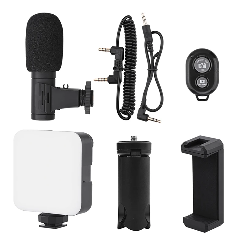 

Vlogging Kit Extendable Desktop Tripod With Dimmable LED Video Light Phone Holder For Youtube Live Interview Tool Kit