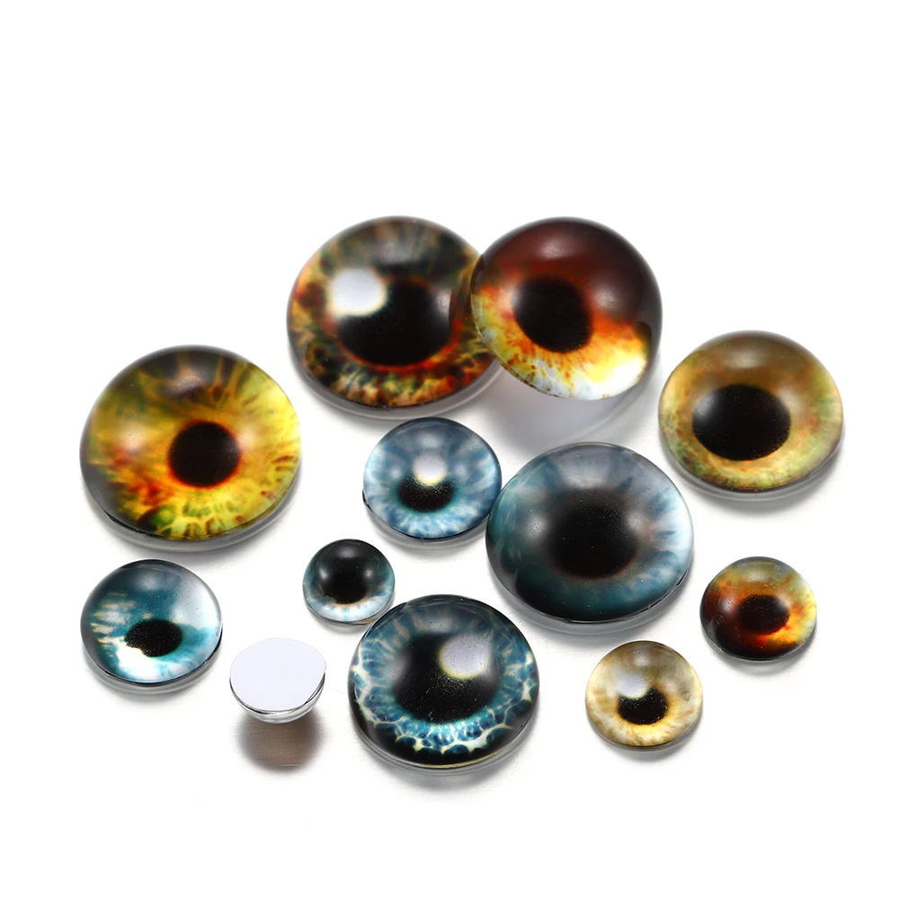 

10Pcs 8-20mm Dragon Cats Eyes Pattern Glass Cabochons For DIY Jewelry Making Findings Accessories Supplies Pendant Earring Hook