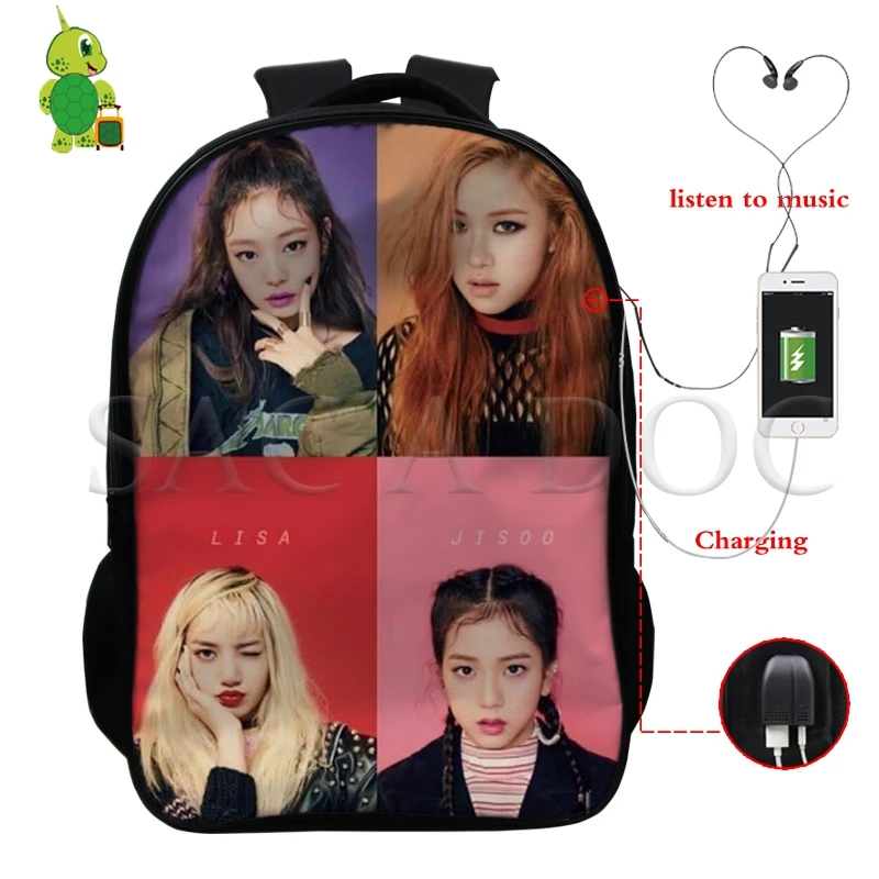 2 Многофункциональный рюкзак Kpop Blackpink Kill This Love для женщин и мужчин, рюкзак для ноутбука с USB зарядкой, Jisoo/Jennie, школьные дорожные сумки - Цвет: 2