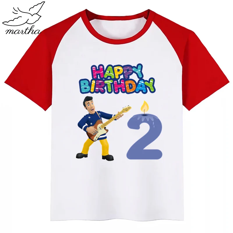 Одежда для детей с надписью Happy Birthday Number Fireman Sam DIYKids футболка девочек подарок на