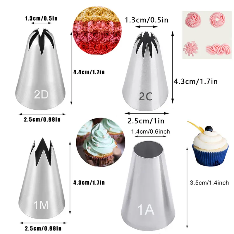 13 Styles Large Icing Piping Nozzles For Decorating Cake Baking Cookie Cupcake Nozzle Stainless Steel Pastry Tips | Дом и сад