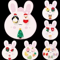 3pcs paper card merry christmas brooches christmas tree santa claus gloves socks enamel badge pins brooch new year jewelry gifts