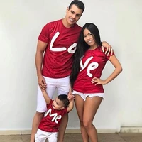 family matching clothes mother father daughter son kids baby t shirt parent child red letter print t shirt short sleeve tops