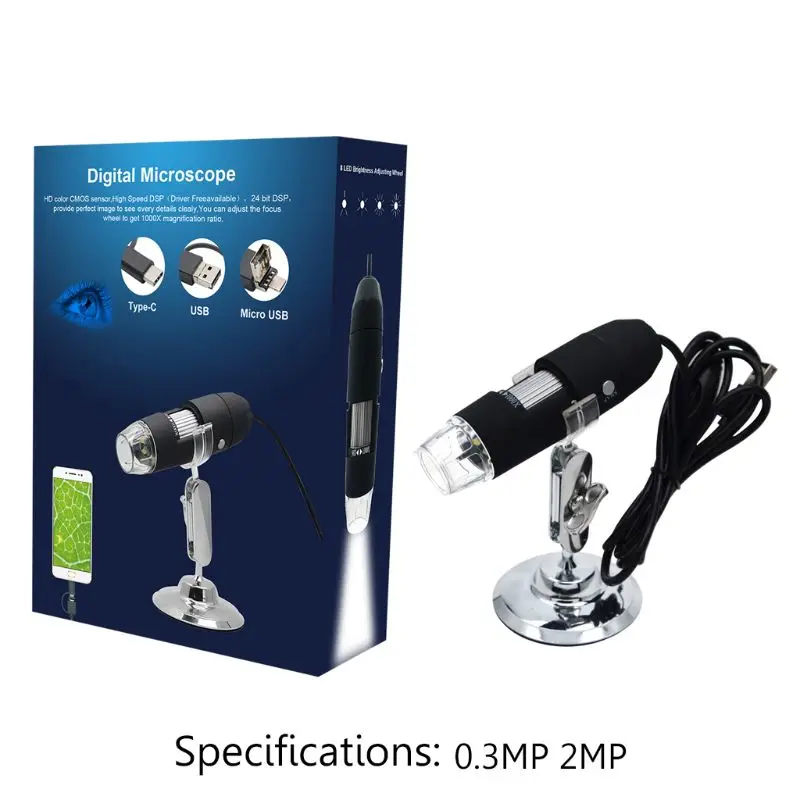 2MP 3в1 USB Type C микро usb 1000X микроскоп камера 1080p видео для смартфона oxx Windows PC