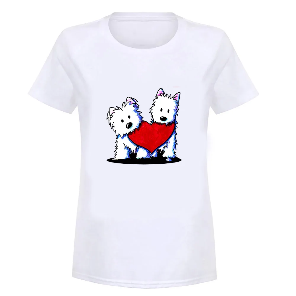 women white Футболка с надписью «Inktastic This Girl Loves Her Westie», домашние животные, Западный Хайленд, белый терьер, одежда для улицы, футболка - Цвет: women white