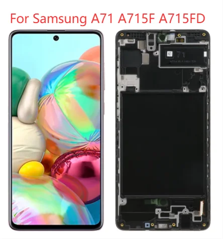 Для Samsung A71 A715F дисплей с рамкой AMOLED 6,7 дюйма SM-A715/DS ЖК-дисплей сенсорный экран дигитайзер панель запасные части